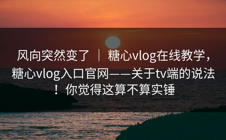 风向突然变了 ｜ 糖心vlog在线教学，糖心vlog入口官网——关于tv端的说法！你觉得这算不算实锤